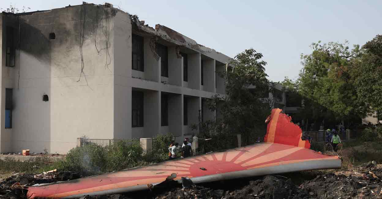 Wreckage of a Boeing 787 Dreamliner lies at the site of the hostel building of BJ Medical College in Ahmedabad, where the Air India plane crashed on June 12, 2025. File Photo: REUTERS/Amit Dave