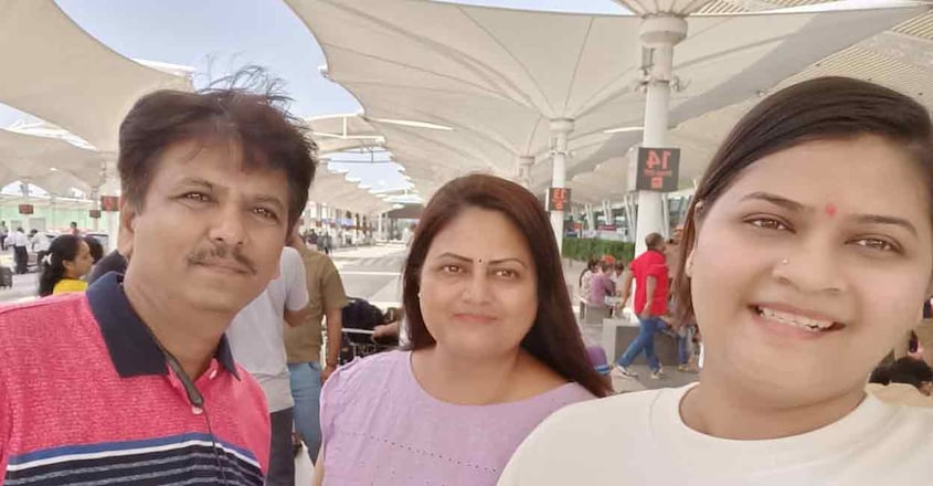 pinal-mistry Pinal Mistry with her parents at airport. Photo: Special arrangement