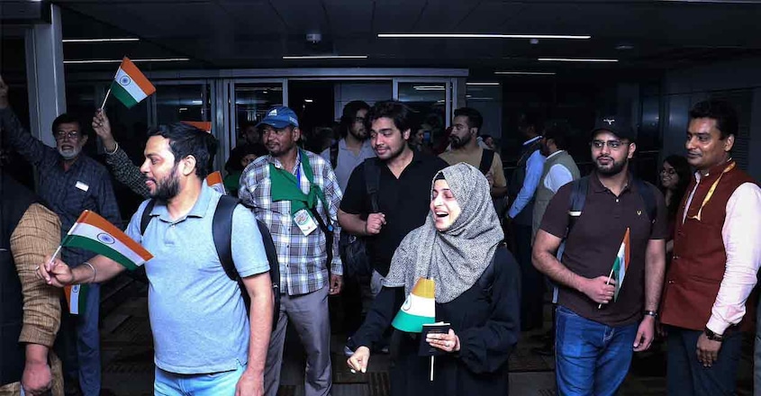 iran-evacuation-operation-sindhu Indian nationals arrive at Delhi airport from Iran as part of Operation Sindhu. Photo: X/MEA