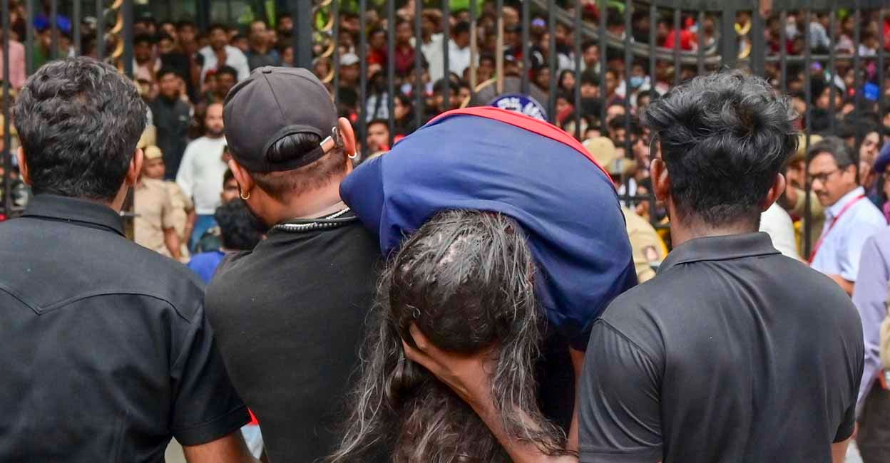 Bengaluru Stampede An injured being taken for treatment following a stampede near the Chinnaswamy Stadium. Photo: PTI