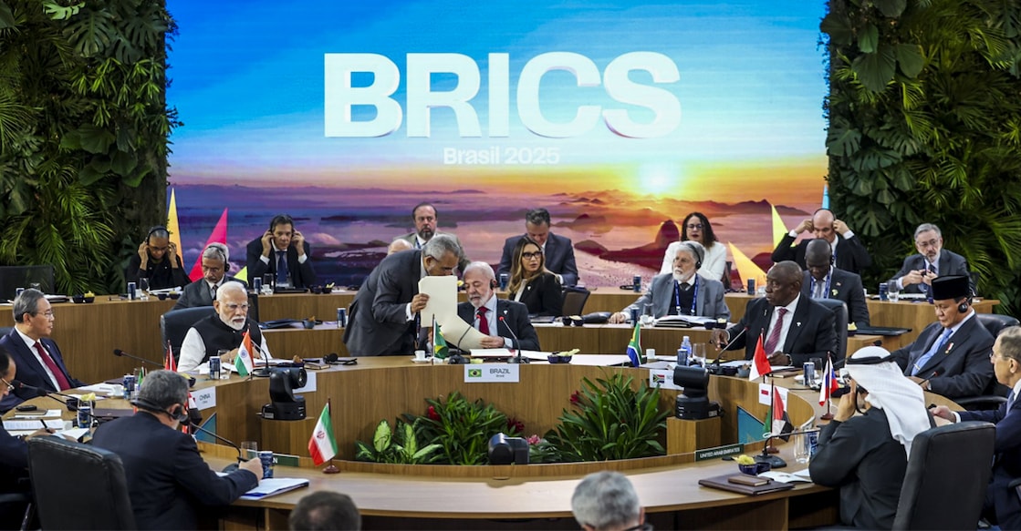 brics 2025 Prime Minister Narendra Modi addresses a session during the 17th annual BRICS Summit, in Rio de Janeiro, Brazil. Photo: PMO/PTI