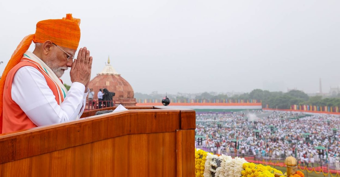 Prime Minister Narendra Modi during the 79th Independence Day celebration at the Red Fort, in New Delhi. Photo: PTI