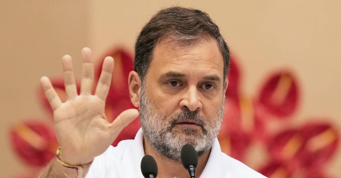 Rahul Gandhi addresses the party's 'Annual Legal Conclave', in New Delhi. Photo: PTI