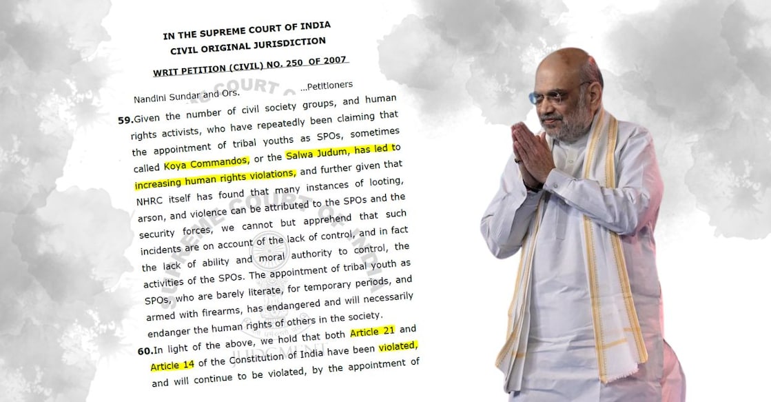 Former Supreme Court judge B Sudershan Reddy's 2011 judgment on Salwa Judum; Amit Shah. Photo: Onmanorama 