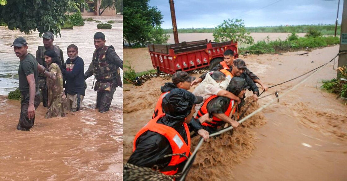 Rescue operation underway following a flood threat due to incessant rainfall, in Jammu on Tuesday. Photo: PTI