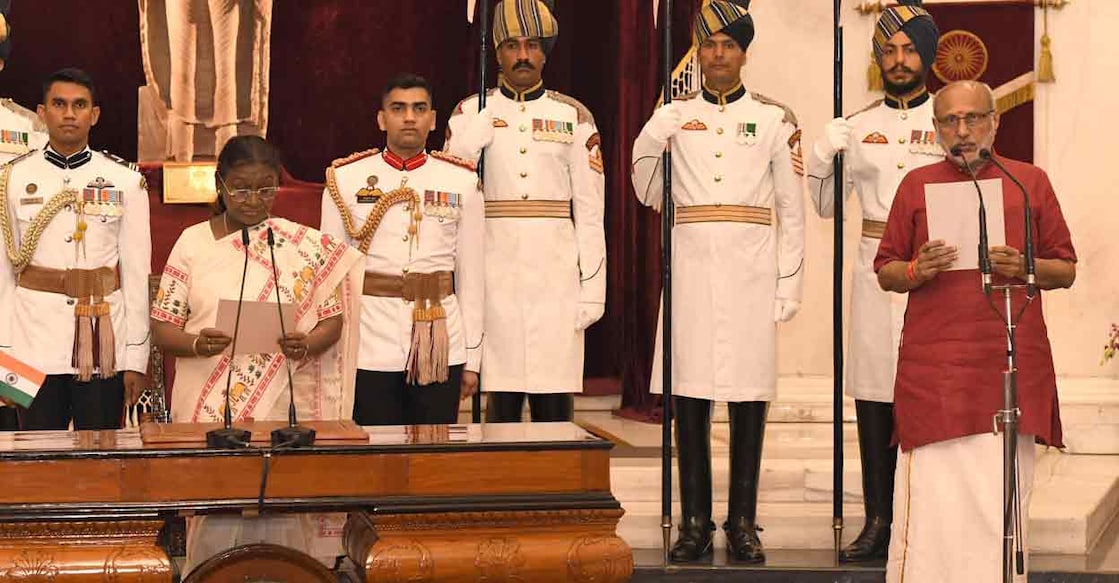 President Droupadi Murmu administers oath to Vice President CP Radhakrishnan. Photo: X/Vice President of India