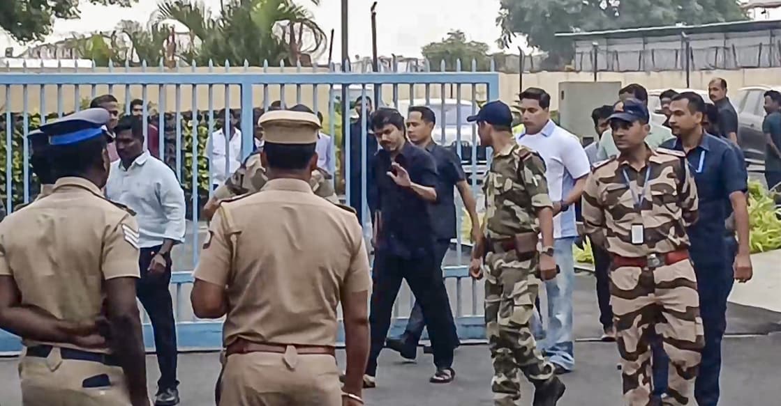 Vijay departing from Chennai to New Delhi. Photo: PTI