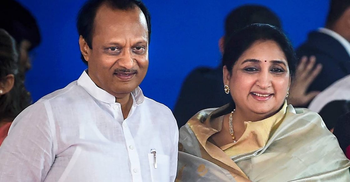 Sunetra Pawar with late husband Ajith Pawar. Photo: PTI/File