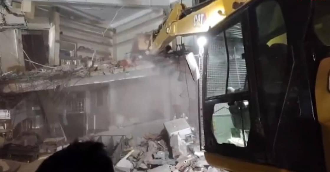 Anti-encroachment drive near a mosque in the Ramlila Maidan area in Delhi. Photo: PTI