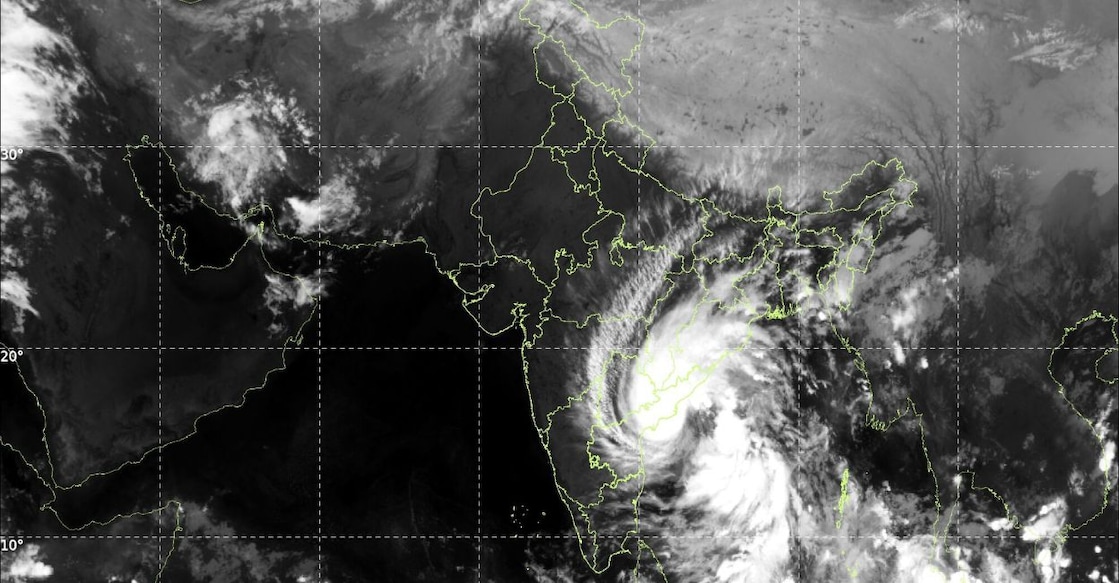 INSAT-3DS satellite image by the India Meteorological Department (IMD) shows the cyclone 'Arnab' over the west-central Bay of Bengal. Photo: IMD via PTI Photo