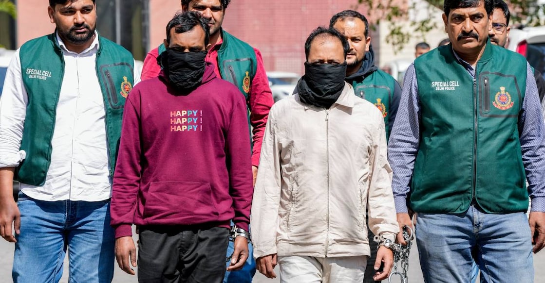 Suspects who were nabbed for allegedly plotting a major terror conspiracy at the behest of Pakistan's ISI and Bangladesh-based extremist organisations in New Delhi. Photo: PTI