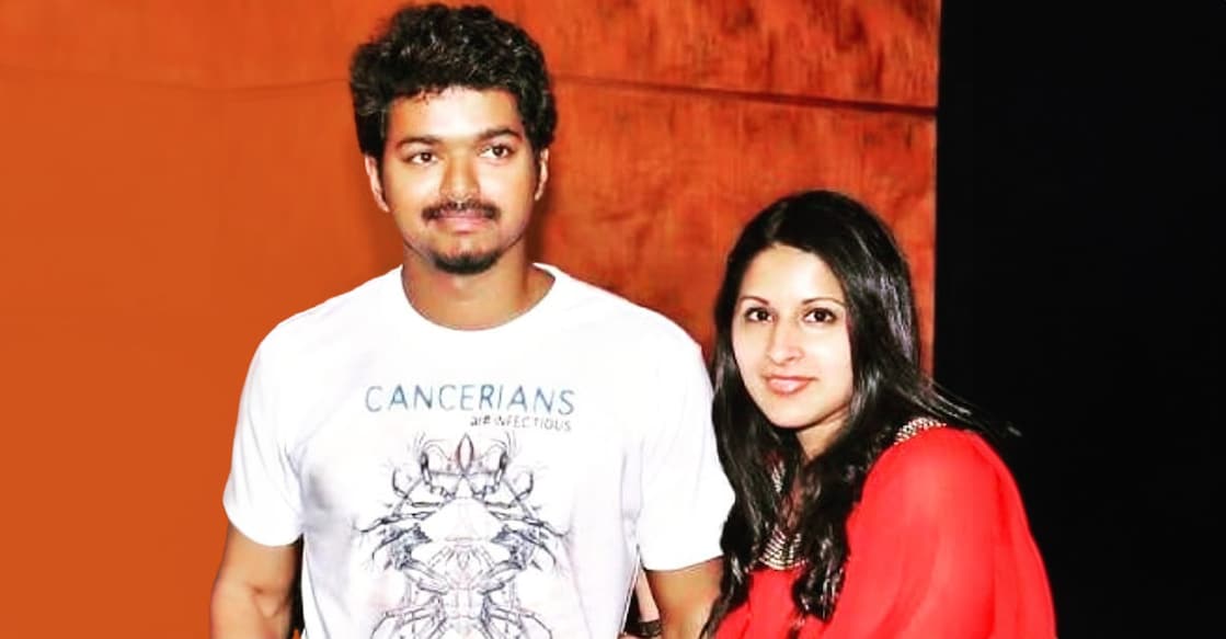 Vijay and his wife Sankgeetha. Photo: Facebook/sangeethavijay__official