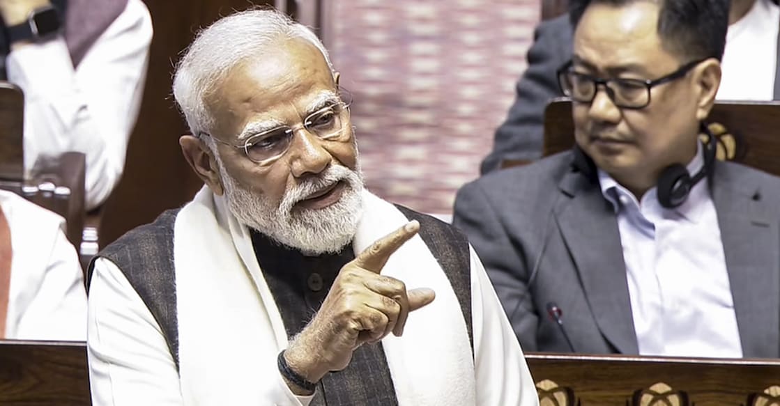 Prime Minister Narendra Modi speaking at the Rajya Sabha. Photo: PTI