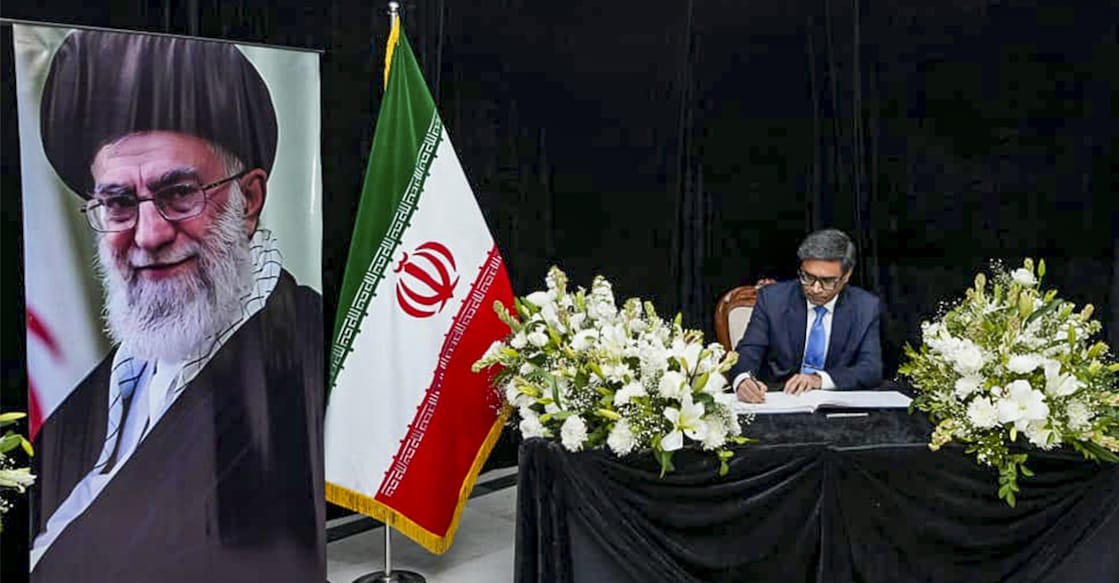 Foreign Secretary Vikram Misri signs the condolence book at the Embassy of Iran, after the recent killing of Iranian Supreme Leader Ayatollah Ali Khamenei, in New Delhi. Photo: MEA