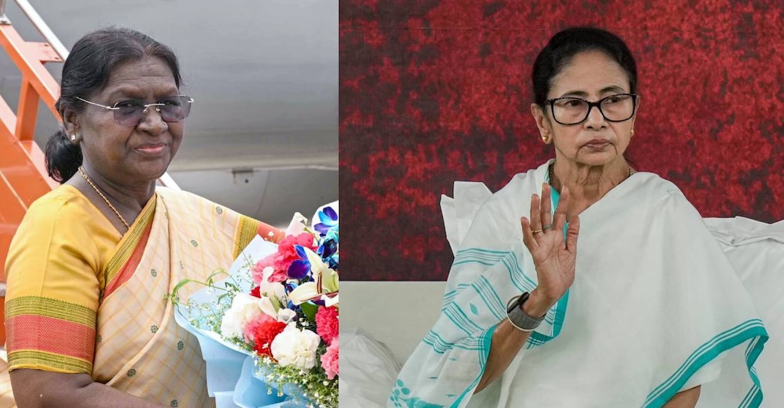 Indian president Droupadi Murmu and West Bengal Chief Minister Mamata Banerjee. Photo: PTI