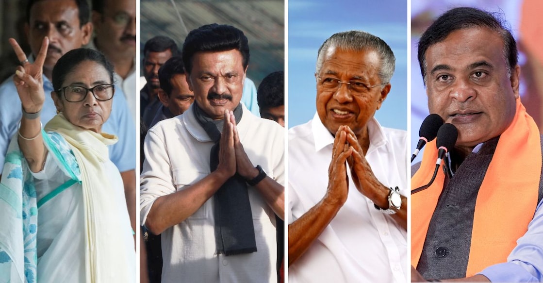 Mamata Banerjee, MK Stalin, Pinarayi Vijayan, Himanta Biswa Sarma. Photo: PTI