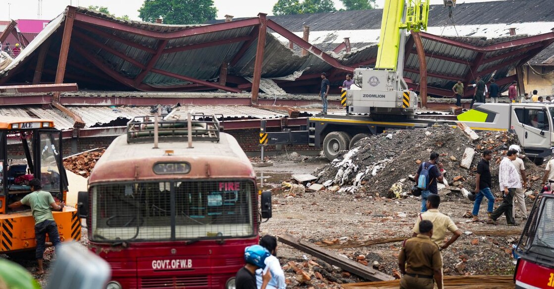 The three-storey warehouse that collapsed in Kolkata’s Taratala. Photo: Handout via PTI Photo