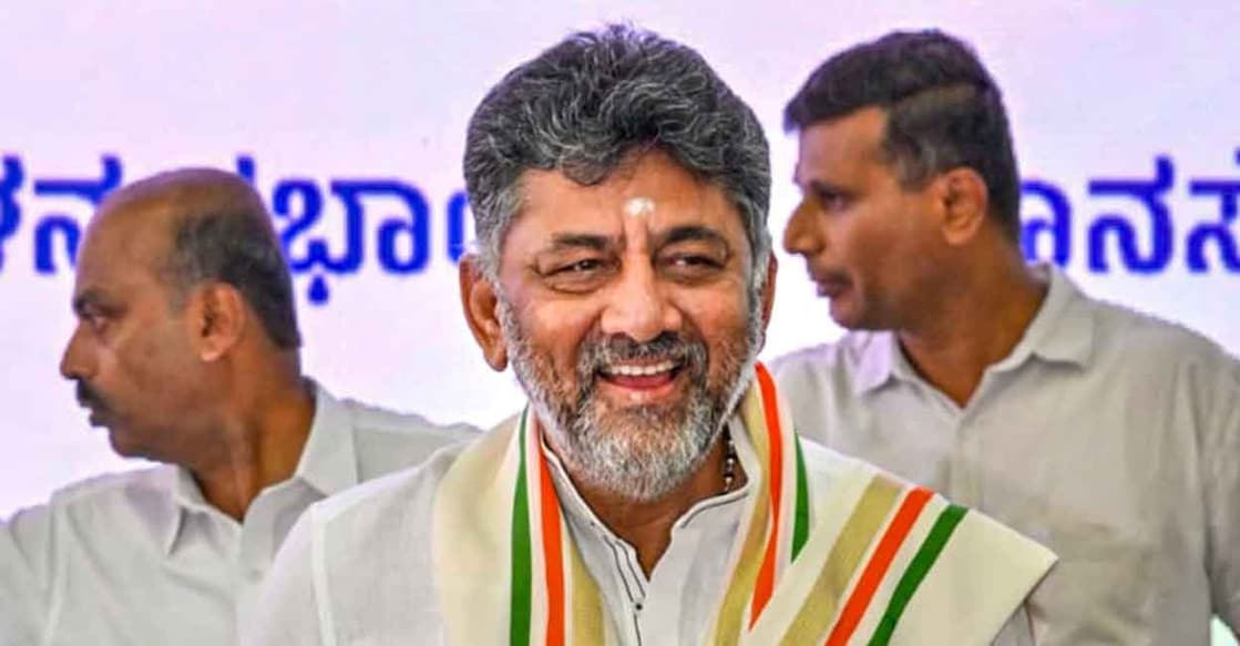 In this image received on May 30, 2026, Karnataka state Congress President D K Shivakumar during the Congress legislature party meeting at Vidhana Soudha, in Bengaluru. Photo: PTI