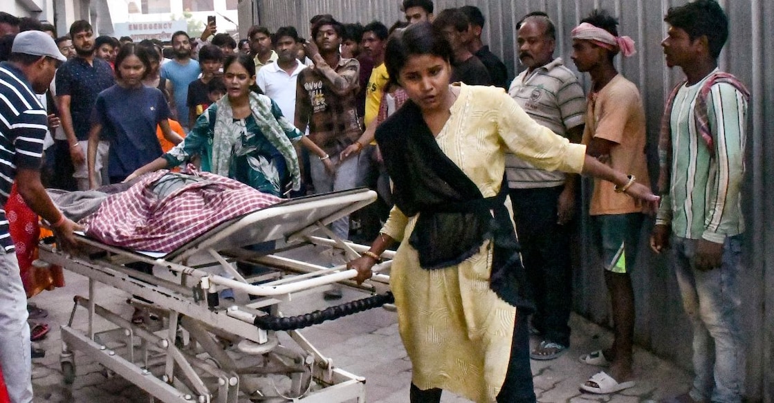 Police personnel conduct an investigation after a fire in the ICU of a private hospital killed at least three people, in Muzaffarpur district, Bihar, Thursday, June 4, 2026. Photo:PTI