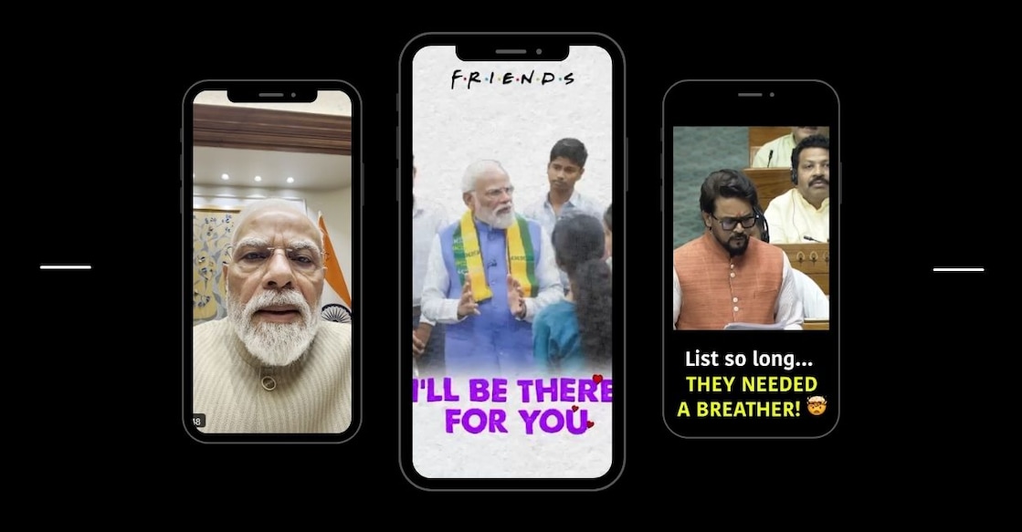 Images of vertical videos posted by BJP on their X account. Image: Onmanorama
