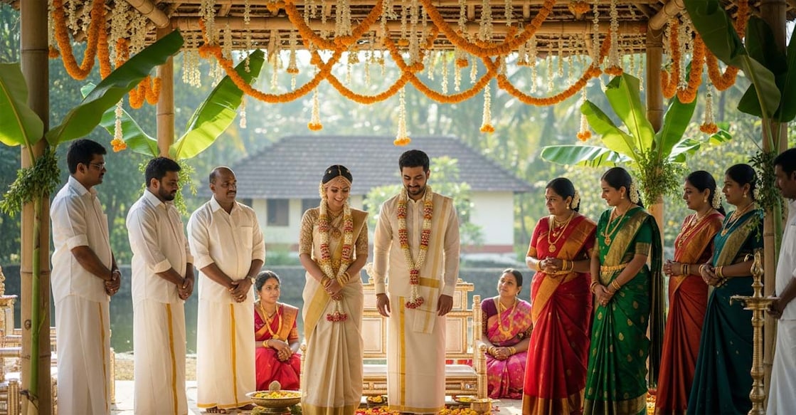 AI-generated image of a traditional Kerala wedding