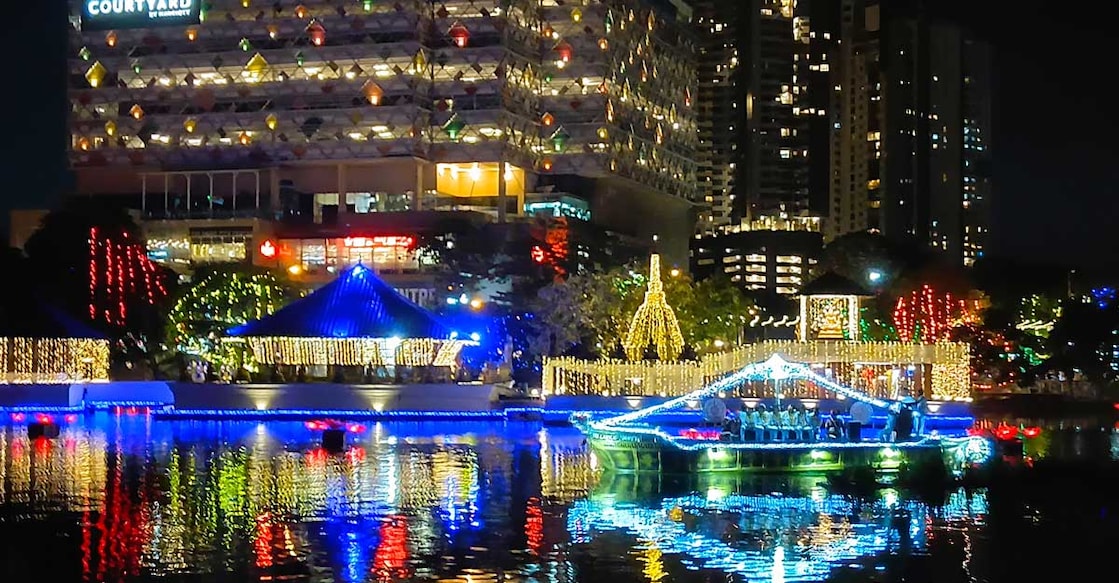 Vesak Lights at Colombo's Beira Lake. Photo courtesy: Author's personal archives