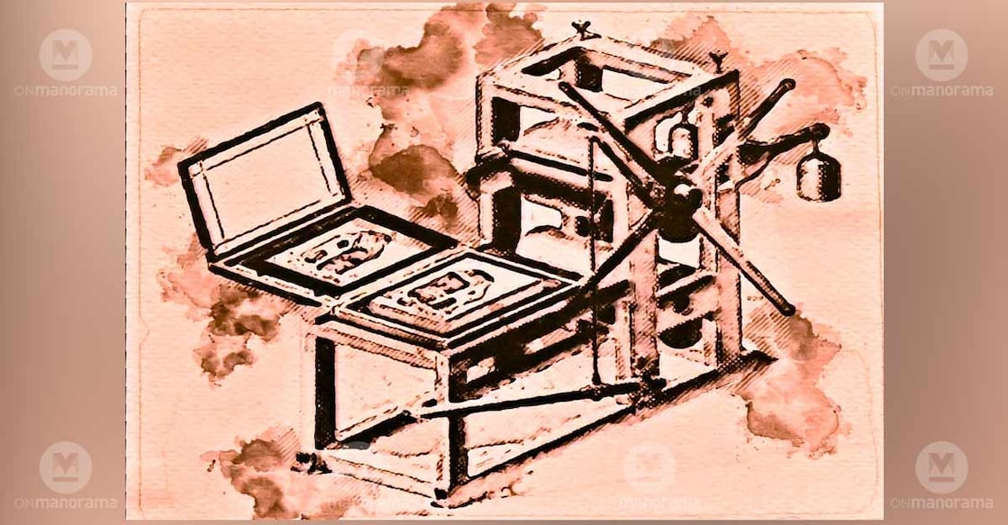 Model of the printing press, at Gundert Museum, Thalassery, Kannur in which newspapers in its formative years in Kerala, like Rajyasamacharam, were printed. Photo: Manorama archives