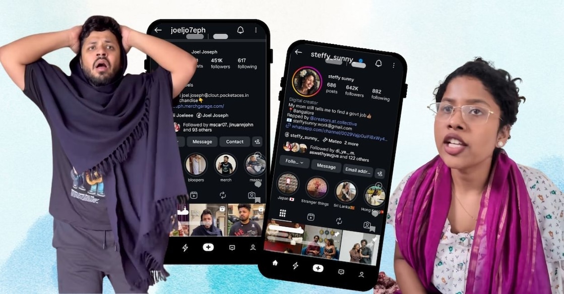 Joel Joseph and Steffy Sunny are among the Instagram influencers pushing content on on 'brown parents', 'desi mom', 'desi dad', 'desi uncles', and 'auntyji'. Photo: Instagram