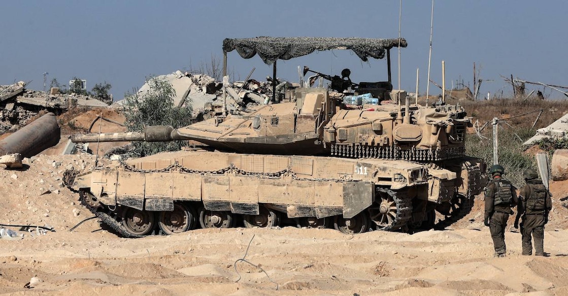 Israeli army soldiers manning a a position in the vicinity of the Jordanian Field Hospital in Gaza City. Photo: AFP