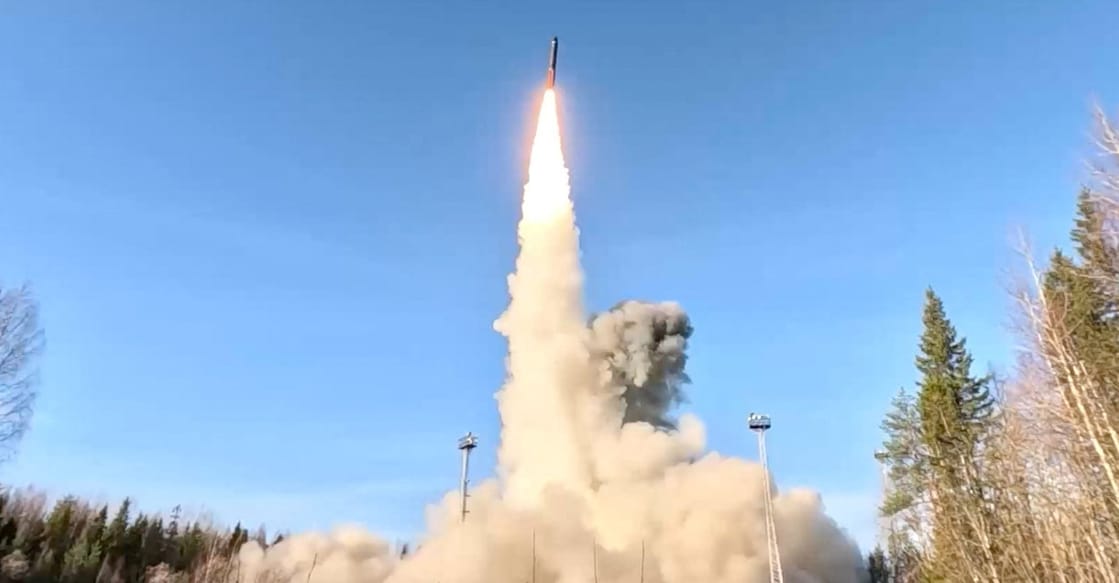 A Yars intercontinental ballistic missile launches from the Plesetsk Cosmodrome during a military exercise of Russia's nuclear forces on land, sea and air. Photo: Russian Defence Ministry/Handout via REUTERS