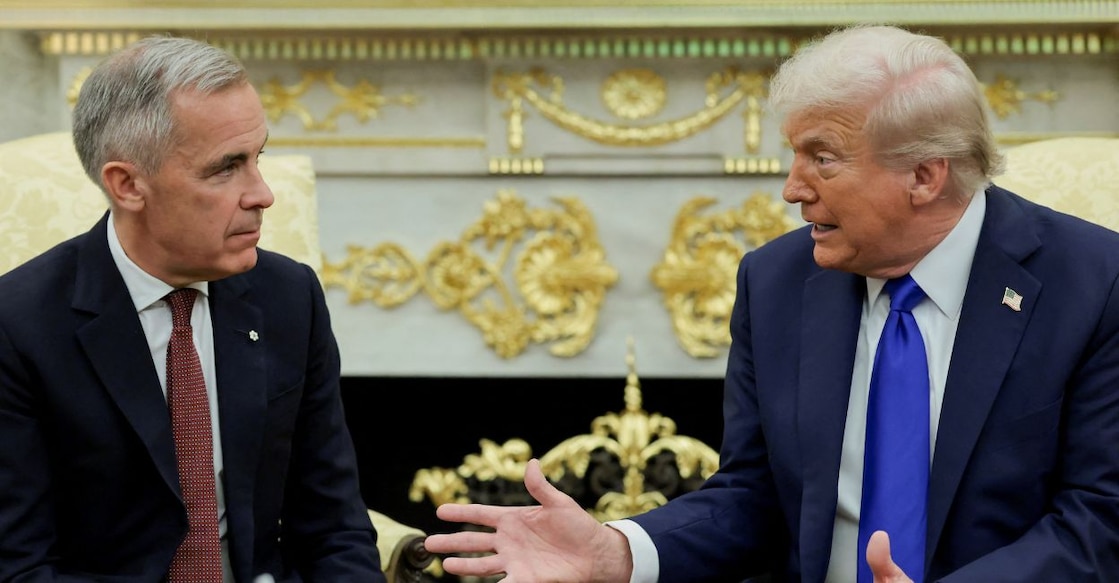 US President Donald Trump and Canada's Prime Minister Mark Carney meet in the Oval Office at the White House in Washington. Photo: Reuters/Evelyn Hockstein