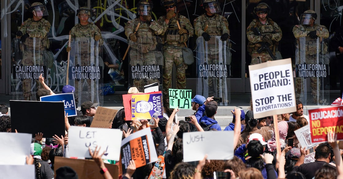 us-protests People attend a rally against federal immigration sweeps in downtown Los Angeles. Photo: REUTERS/David Ryder