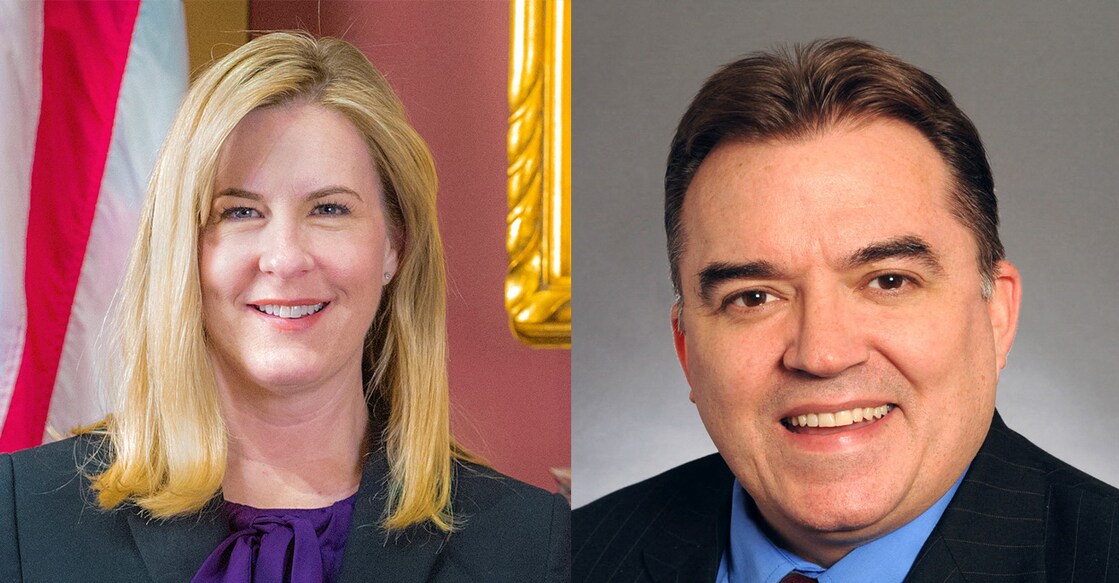 State representative Melissa Hortman (R) and her husband Mark (L). Photo: Paul Battaglia / Minnesota State Legislature / AFP | AFP Photo / Minnesota Senate photographer's office