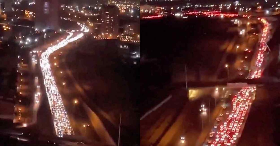 Heavy traffic on the Karaj-Chalus road as vehicles move westwards in a direction leading out of Tehran, Iran. Photo: REUTERS