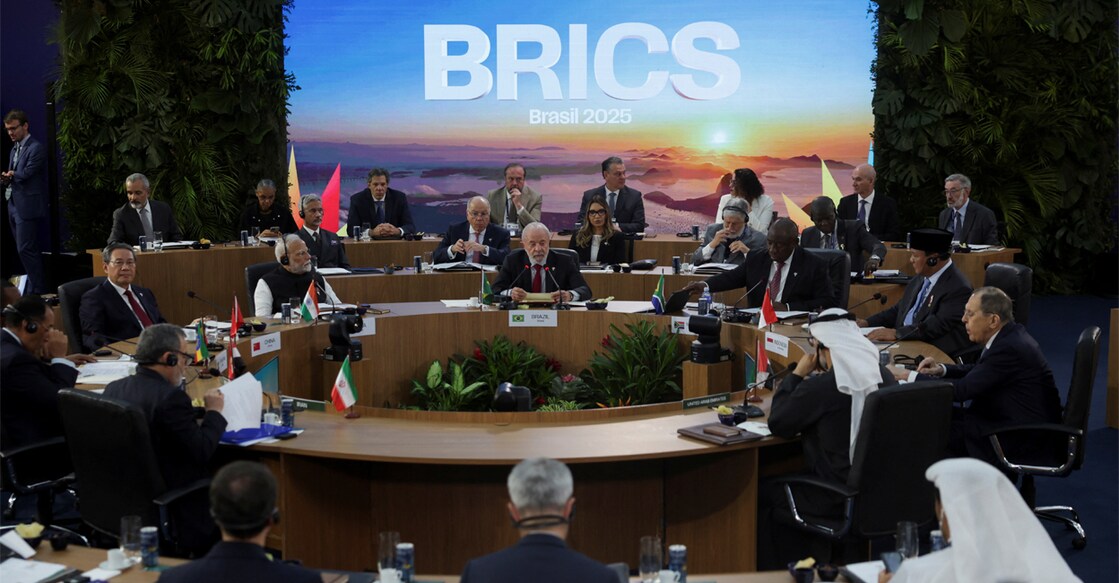 Brazil's President Luiz Inacio Lula da Silva, China's Premier Li Qiang, India's Prime Minister Narendra  Modi, South Africa's President Cyril Ramaphosa, Russia's Foreign Minister Sergei Lavrov and other leaders, attend the opening meeting of BRICS Summit, at the Museum of Modern Art (MAM) in Rio de Janeiro. Photo: Reuters