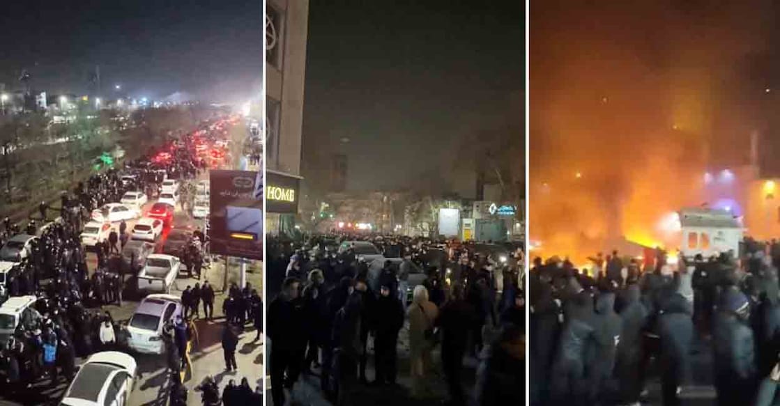 People gather on the streets during protests in Iran. Photo: SOCIAL MEDIA/via REUTERS