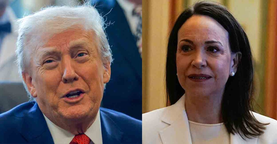 US President Donald Trump, Venezuelan opposition leader Maria Corina Machado. Photos: Reuters