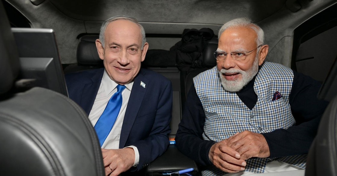 Prime Minister Narendra Modi with his Israeli counterpart Benjamin Netanyahu, in Jerusalem. Photo: X/@narendramodi