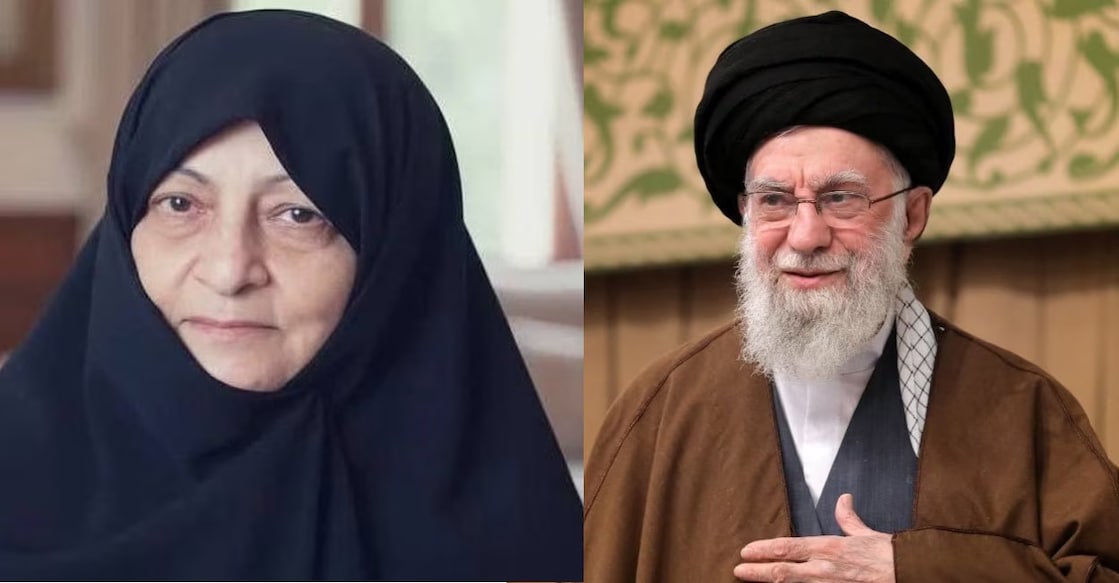 Mansoureh Khojasteh Bagherzadeh, Ayatollah Ali Khamenei. Photo: X/@WatchWorldNew