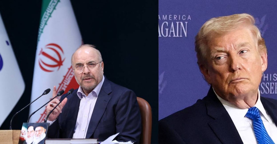 Iranian Parliament Speaker Mohammad Baqer Qalibaf and US president Donald Trump. Photo: Reuters