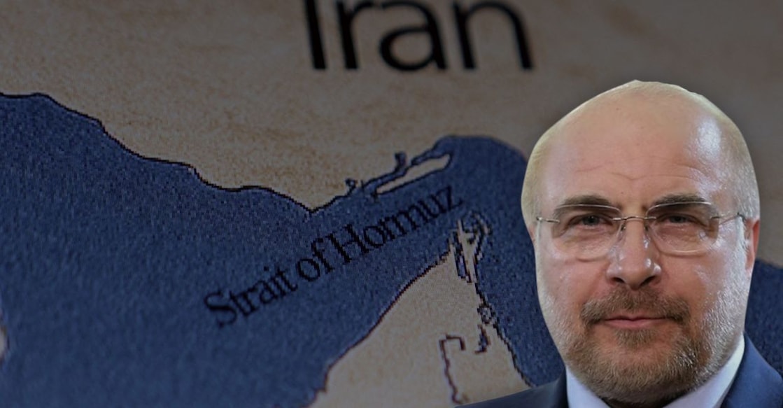 Mohammad Bagher Ghalibaf. Photos: X/MarioNawfI, Reuters (background image)