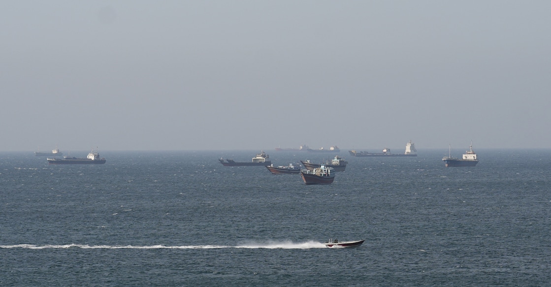 Ships and tankers in the Strait of Hormuz off the coast of Musandam, Oman, April 18, 2026.  Photo: Reuters