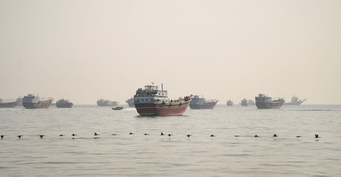Vessels are anchored in the Strait of Hormuz, as seen from Musandam, Oman, June 10, 2026. Photo: Reuters