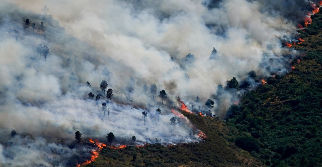 A view of a wildfire spreading over the Burgohondo mountains in Ávila, Spain. Photo: Reuters.