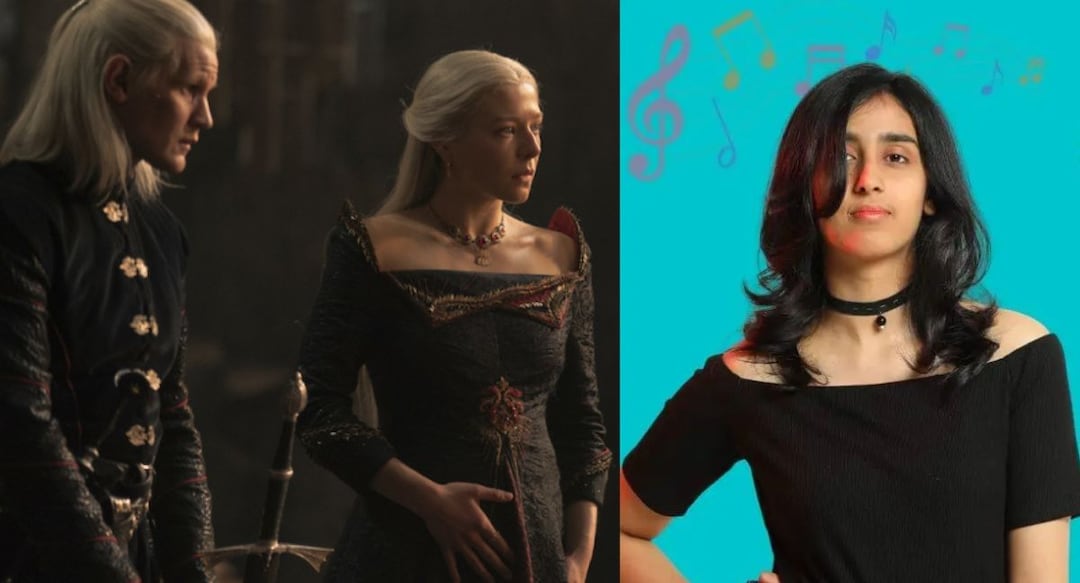 Combo image of a scene from George R R Martin’s A Song of Ice and Fire (L) and Keziah Thomas