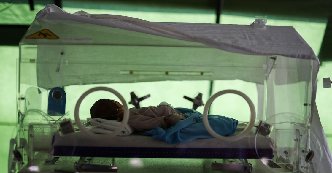 Gempita Soli Wona, a baby who was born via caesarean section amid the aftershocks of the earthquake, at a hospital in Nagekeo in Indonesia. Photo: PTI 