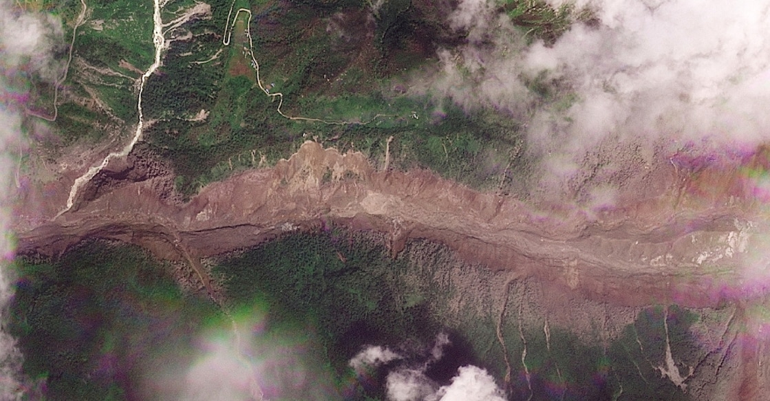 A satellite image shows the valleys near the Nepal-China border on August 26, 2026, after the devastating floods. Photo: 2026 PLANET LABS PBC/Handout via REUTERS