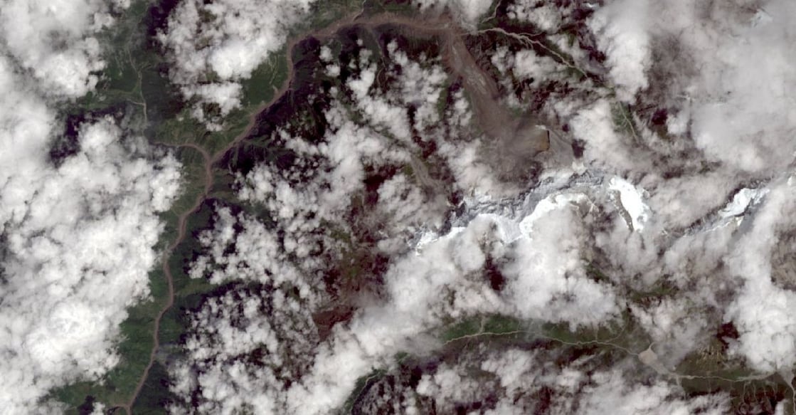 A satellite view shows collapsed glaciers near Langtang, Nepal, August 26, 2026. Photo: USGS/Landsat 9/Handout via REUTERS