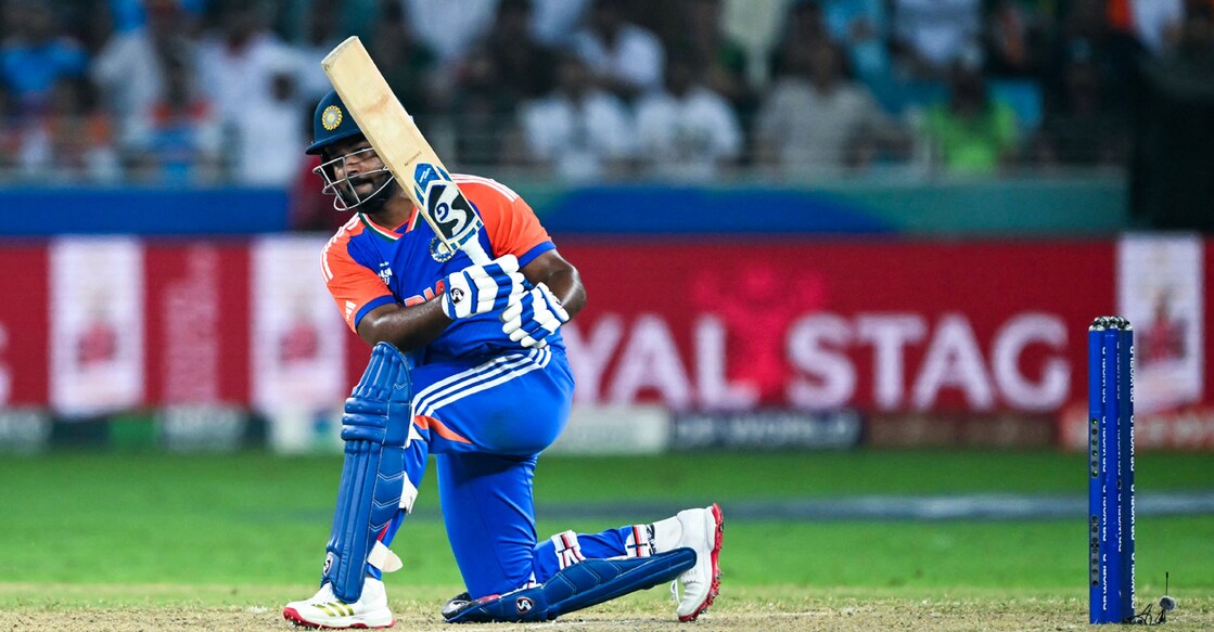 Sanju Samson batting for India. File photo: AFP