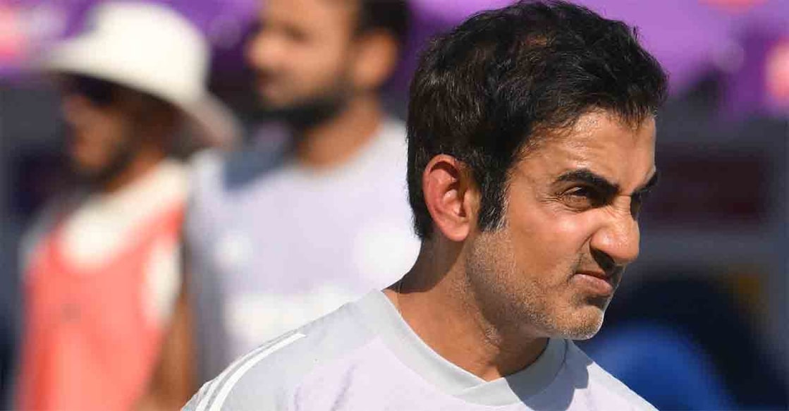 India's head coach Gautam Gambhir looks on in the end of the fifth day's play at the Barsapara Cricket Stadium in Guwahati on November 26, 2025. Photo: AFP